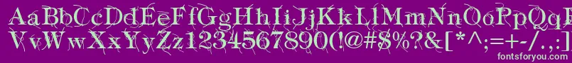 TypographyTiesRegular-fontti – vihreät fontit violetilla taustalla