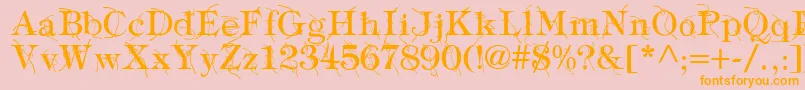 TypographyTiesRegular-Schriftart – Orangefarbene Schriften auf rosa Hintergrund