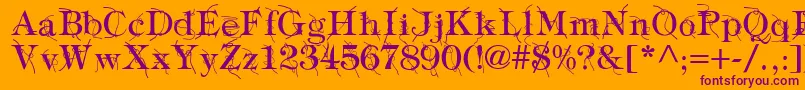 TypographyTiesRegular-fontti – violetit fontit oranssilla taustalla