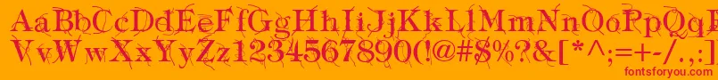 TypographyTiesRegular-Schriftart – Rote Schriften auf orangefarbenem Hintergrund