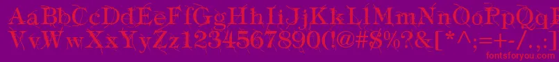 Fonte TypographyTiesRegular – fontes vermelhas em um fundo violeta