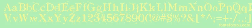 フォントTypographyTiesRegular – 黄色の文字が緑の背景にあります
