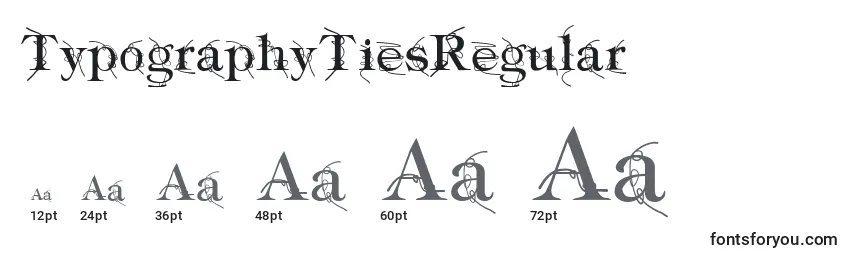 Tamaños de fuente TypographyTiesRegular