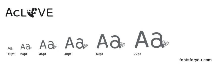 Размеры шрифта AcLOVE