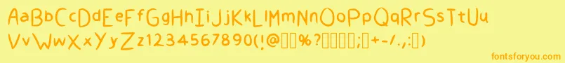 GivemeahandRegular Font – Orange Fonts on Yellow Background