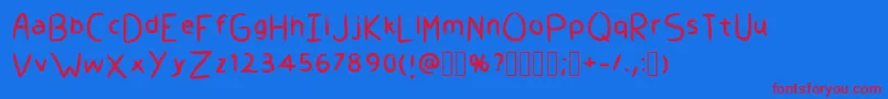 GivemeahandRegular-fontti – punaiset fontit sinisellä taustalla