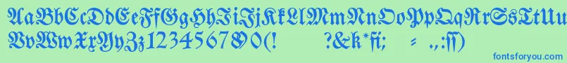フォントFraktura – 青い文字は緑の背景です。