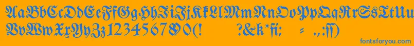 フォントFraktura – オレンジの背景に青い文字