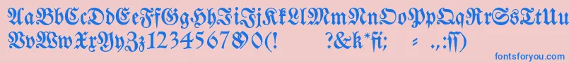 フォントFraktura – ピンクの背景に青い文字