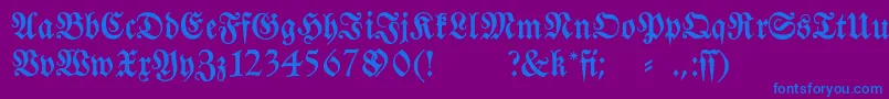 Fraktura-Schriftart – Blaue Schriften auf violettem Hintergrund
