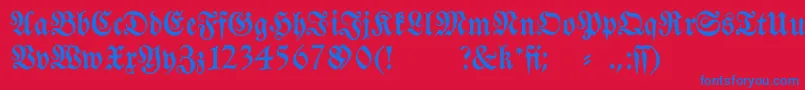 Czcionka Fraktura – niebieskie czcionki na czerwonym tle