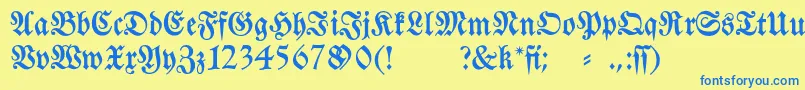 Fraktura-Schriftart – Blaue Schriften auf gelbem Hintergrund