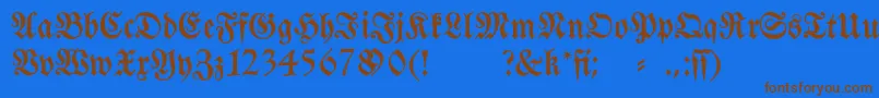 フォントFraktura – 茶色の文字が青い背景にあります。