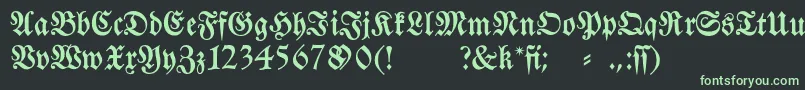 Fraktura-fontti – vihreät fontit mustalla taustalla