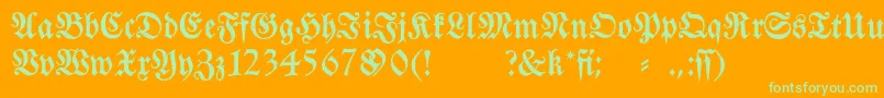 フォントFraktura – オレンジの背景に緑のフォント