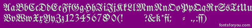 フォントFraktura – 紫の背景に緑のフォント