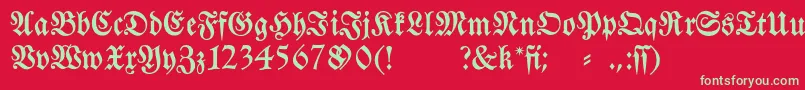 フォントFraktura – 赤い背景に緑の文字