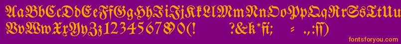 Fraktura-Schriftart – Orangefarbene Schriften auf violettem Hintergrund