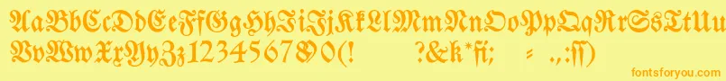 フォントFraktura – オレンジの文字が黄色の背景にあります。