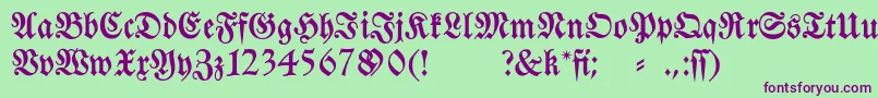 フォントFraktura – 緑の背景に紫のフォント