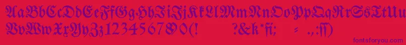 Fraktura-fontti – violetit fontit punaisella taustalla