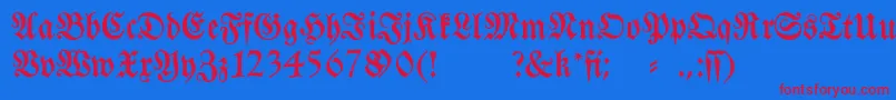 Czcionka Fraktura – czerwone czcionki na niebieskim tle