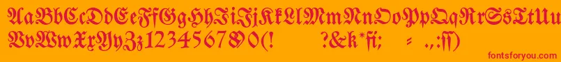 Fraktura-Schriftart – Rote Schriften auf orangefarbenem Hintergrund