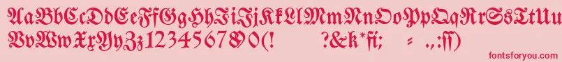 Fraktura-Schriftart – Rote Schriften auf rosa Hintergrund