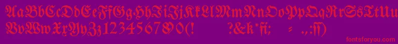 Fraktura-Schriftart – Rote Schriften auf violettem Hintergrund