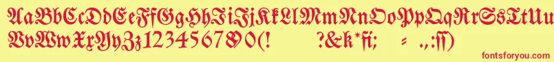 フォントFraktura – 赤い文字の黄色い背景
