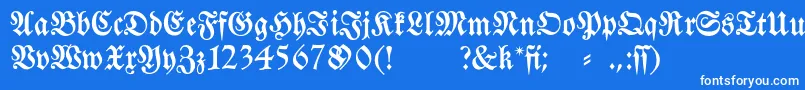 フォントFraktura – 青い背景に白い文字