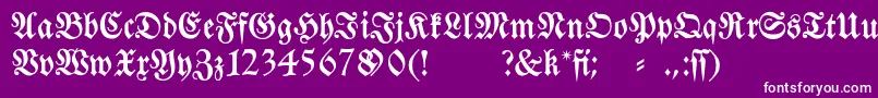 Fraktura-fontti – valkoiset fontit violetilla taustalla