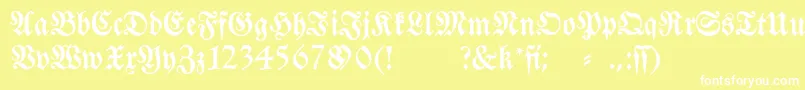 フォントFraktura – 黄色い背景に白い文字