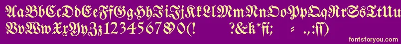 フォントFraktura – 紫の背景に黄色のフォント