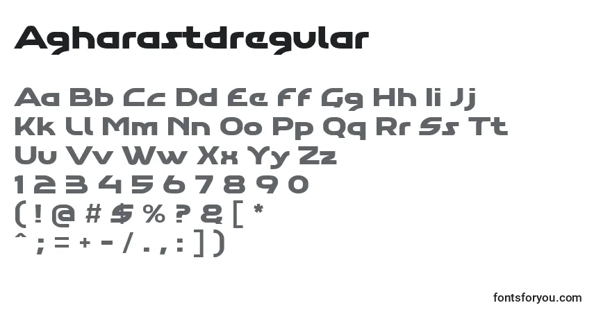 Czcionka Agharastdregular – alfabet, cyfry, specjalne znaki