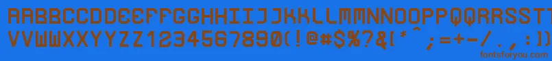 フォントLoucoRegularRicardocarvalho – 茶色の文字が青い背景にあります。