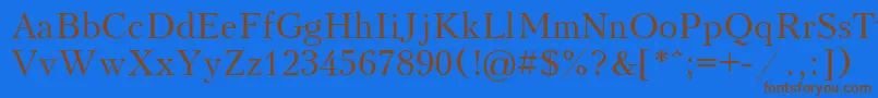 フォントUkrainianpeterburg – 茶色の文字が青い背景にあります。