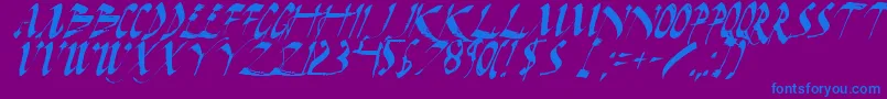 フォントDarkhi – 紫色の背景に青い文字