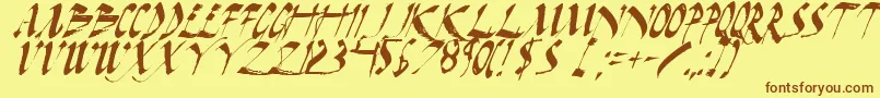 Fonte Darkhi – fontes marrons em um fundo amarelo