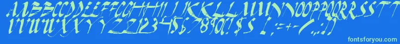 Fonte Darkhi – fontes verdes em um fundo azul