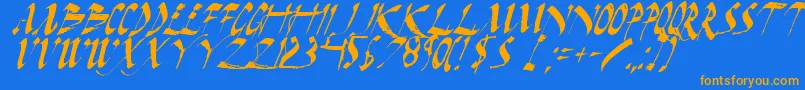 Darkhi-fontti – oranssit fontit sinisellä taustalla
