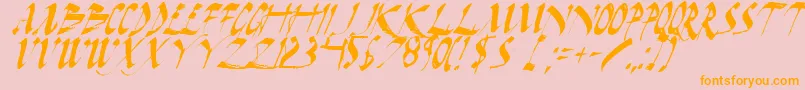 Darkhi-Schriftart – Orangefarbene Schriften auf rosa Hintergrund