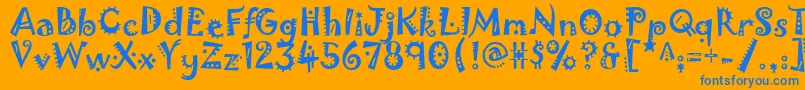 Jokerman-Schriftart – Blaue Schriften auf orangefarbenem Hintergrund