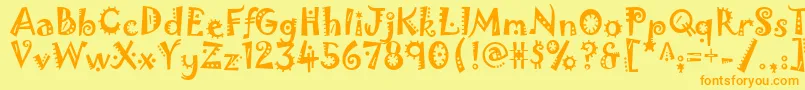 フォントJokerman – オレンジの文字が黄色の背景にあります。