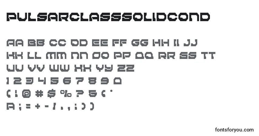 characters of pulsarclasssolidcond font, letter of pulsarclasssolidcond font, alphabet of  pulsarclasssolidcond font