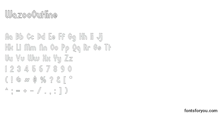 Czcionka WazooOutline – alfabet, cyfry, specjalne znaki