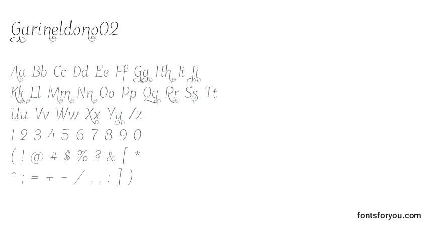 A fonte Garineldono02 – alfabeto, números, caracteres especiais