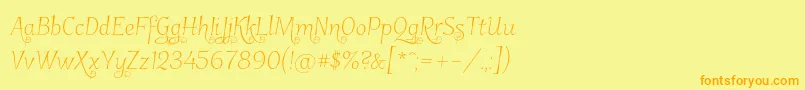 フォントGarineldono02 – オレンジの文字が黄色の背景にあります。