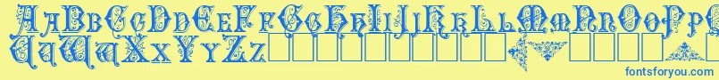 Emporium Font – Blue Fonts on Yellow Background