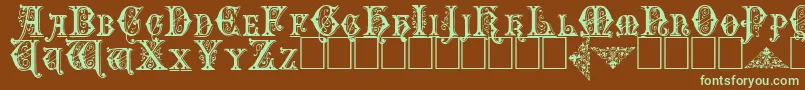 Emporium-fontti – vihreät fontit ruskealla taustalla